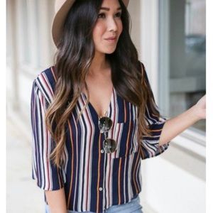 Striped button up blouse